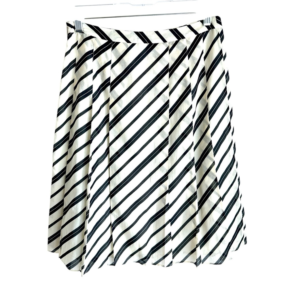 Banana Republic Ivory & Black Diagonally Striped Silk & Cotton Skirt Size 0
